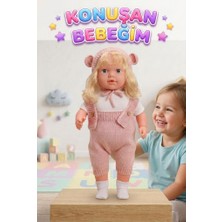 Farbu Oyuncak Konuşan Bebeğim 60 cm Türkçe Konuşan Örgü Tulum ve Şapkalı Kafası Bacakları Kolları Et Oyuncak Bebek