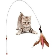 Tüylü Çıngaraklı Kedi Yakalama Oyun Oltası 90 cm