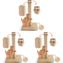 Bypet Kedi Tırmalama Direği - Doğal Jüt Halat Kedi Tırmalama ve Oyun Platformu (Pembe Papyon) (3 Paketi)