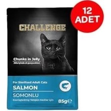 Challenge Somonlu Kısırlaştırılmış Yetişkin Pouch Yaş Kedi Maması 85 gr x 12 Adet