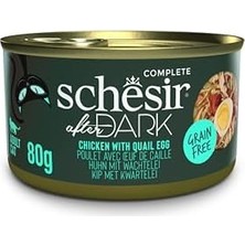 Schesir After Dark Tavuk ile Bıldırcın Yumurtası Et Suyunda Yetişkin Kedi Konservesi 80G