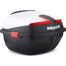 Wheelıe XT01-W 32 Litre Motosiklet Arka Çanta Beyaz Parlak Su Geçirmez Abs Top Çift Kilitleme Üniversal