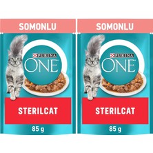 Purına One Somonlu Kısırlaştırılmış Kediler Için Yaş Kedi Maması 85 Gram (2 Paketi)