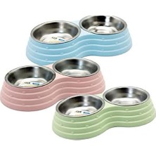 Paws Ikili Çizgili Çelik Hazneli Mama Kabı 2X370ML