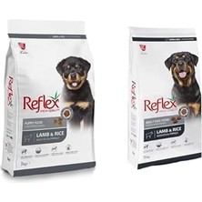 Reflex Puppy Lamb Kuzulu Yavru Köpek Maması, 15 kg ve Reflex Kuzulu ve Pirinçli Yetişkin Köpek Maması, 15 kg