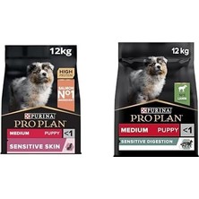Pro Plan Medium Puppy Somonlu Köpek Maması 12 kg ve Pro Plan Medium Puppy Kuzu Etli Köpek Maması 12 kg
