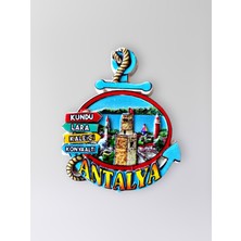 Mundy Antalya Temalı Kabartmalı Polyester Magnet – Kaleiçi Lara Konyaaltı Kundu Hediyelik Buzdolabı Magneti 5,5 x 7,5 cm  (KOD:1249)
