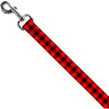 Buckle- Köpek Tasması, Manda Desenli, 1,8 M, 3,8 cm Genişliğinde, Siyah/kırmızı