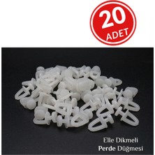 İstanbul Grup 20 Adet Elle Dikmeli Perde Düğmesi Tül Perde Düğmesi Beyaz Plastik Perde Aparatı