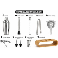 Dies Shaker Kokteyl Set - 10 Parça 750 ml Shaker Coctail Set Bambu Standlı