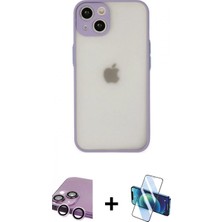 Pileli Store Pilelistore™ iPhone 14 Kılıf Ahenk Çizgi Serisi - Siyah 3D Antistatik Cam Ekran Koruyucu + Raze Metal Kamera Lens - Mr