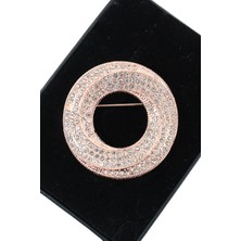 Keeba Aura Çemberi Broş Rose Gold Tonlu Kristal Taşlı Pozitif Enerji Halkalı Erkek Kadın Yaka Iğnesi