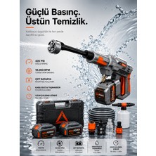 Deanb 57500MAH Çift Bataryalı Akülü Basınçlı Araç Yıkama Makinesi 435 Psı 18000 Rpm Şarjlı Yıkama