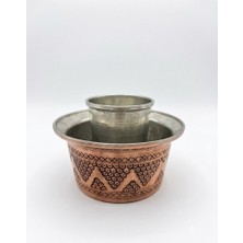 Aura Copper Bakır Ehli Keyf Ağır Bakır Işleme Mat ve Içi Kalaylı - Üzüm Dövme Desenli Gri ve Rose -9 cm Boy