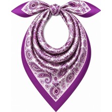 Mavi Masal Tropikal Desenli Kadın Mor Fular Bandana