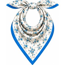 Mavi Masal Çiçek Desenli Kadın Fular ve Bandana