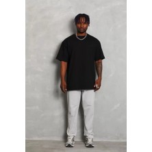 Demir Grup cc Unisex Oversize Düz Bisiklet Yaka T-Shirt - Siyah