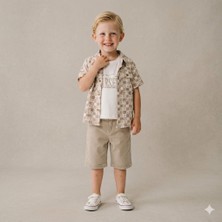 Müslin Gömlekli 3 Lü Yazlık Takım 5y,6y,7y,8y Erkek Bej