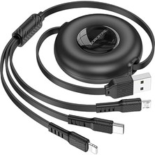 3in1 USB iPhone 17 ile Uyumlu Şarj Kablosu – Type-C, Lightning, Micro USB Çoklu Şarj Kablosu, 2