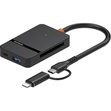 Hafıza Kart Okuyucu Adaptörü, Sd/tf/cf/ms/m2/micro, iPhone ve iPad ile Uyumlu, Type-C/usb Destekl