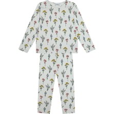 Antebies Organik Bej Uzun Kollu Kız Çocuk Pijama Takımı