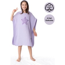 Zuppers 4 Katlı Nakışlı Müslin Panço - Lila