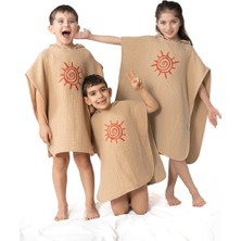 Zuppers 4 Katlı Nakışlı Müslin Panço - Kum Beji
