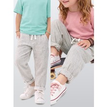 Mshb&G Erkek Kız Çocuk Unisex Pantolon Dokuma Bol Kesim Duble Paça İlkbahar/Yaz 2-8 Yaş