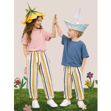 Mshb&G Hardal Pembe Çizgili Unisex Çocuk Pantolon
