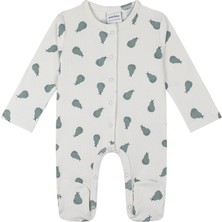 Antebies Organik Gri Yeşil Çıtçıtlı Uzun Kollu Bebek Patikli Tulum