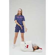 Lisanslı Kısa Kollu Şortlu Lacivert Pijama Takımı