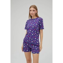 Lisanslı Kısa Kollu Şortlu Pamuklu Pijama Takımı