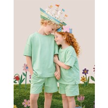 Mshb&G Mint Oversize T-Shirt Şort Takım Çocuk Unisex %100 Pamuk