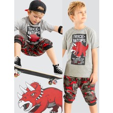 MSHB&G Triceratops Erkek Çocuk T-shirt Kapri Şort Takım