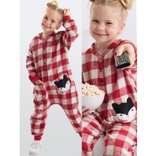 Denokids Fox Ekose Kız Çocuk Dokuma Tulum