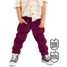 Denokids Erkek Çocuk Kadife Bordo Beli Lastikli Pantolon 3-10 Yaş