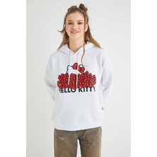 Lisanslı Baskılı Kapüşonlu Kalın Sweatshirt