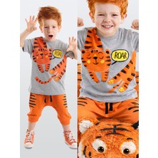 Denokids Roar Kaplan Erkek Çocuk T-shirt Kapri Şort Takım