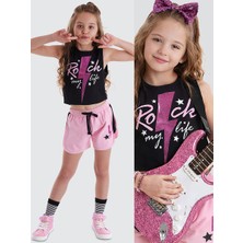 MSHB&G Rock Life Kız Çocuk Crop Top Şort Takım
