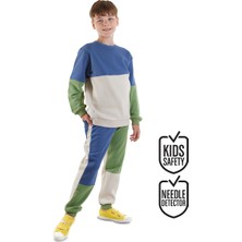Denokids Erkek Çocuk Kışlık Renk Bloklu Pamuklu Çok Renkli Uzun Kollu 2 Parça Eşofman Takımı 5-10 Yaş