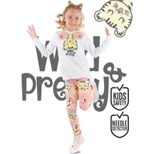 Denokids Süslü Leo Kız Çocuk T-Shirt Tayt Takım
