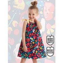 Denokids Kız Çocuk Elbise Bahar Çiçekli Günlük Stil Renkli Desen Askılı