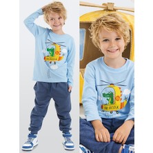 Denokids Helikopter Erkek Çocuk Uzun Kollu T-shirt Pantolon Takım