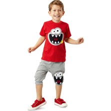 Denokids Kahkaha Erkek Çocuk T-shirt Kapri Şort Takım