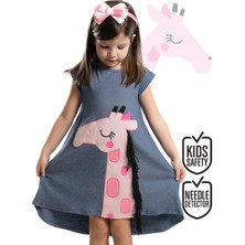 Denokids Pembe Zürafa Kız Çocuk Elbise+Saç Bandı