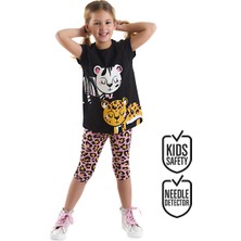 Mshb&G Leopar ve Zebra Kız Çocuk Yazlık Tunik T-shirt Tayt Takım