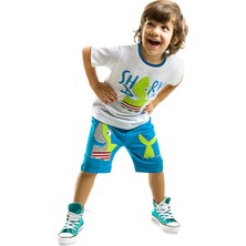 Denokids Shark Island Erkek Çocuk T-shirt Şort Takım Eğlenceli Desenler ve Yumuşak Kumaş ile 3 Yaş
