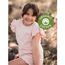 Antebies Organik Pembe Kısa Kollu Kız Çocuk Pijama Takımı