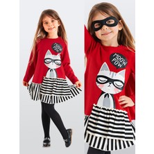 MSHB&G Meow Pow Kız Çocuk Elbise Günlük Stil ile Eğlenceli Silüet 9 Yaş