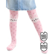 Denokids Kız Çocuk Tavşan Desenli Pamuklu Pembe Külotlu Çorap 2-9 Yaş